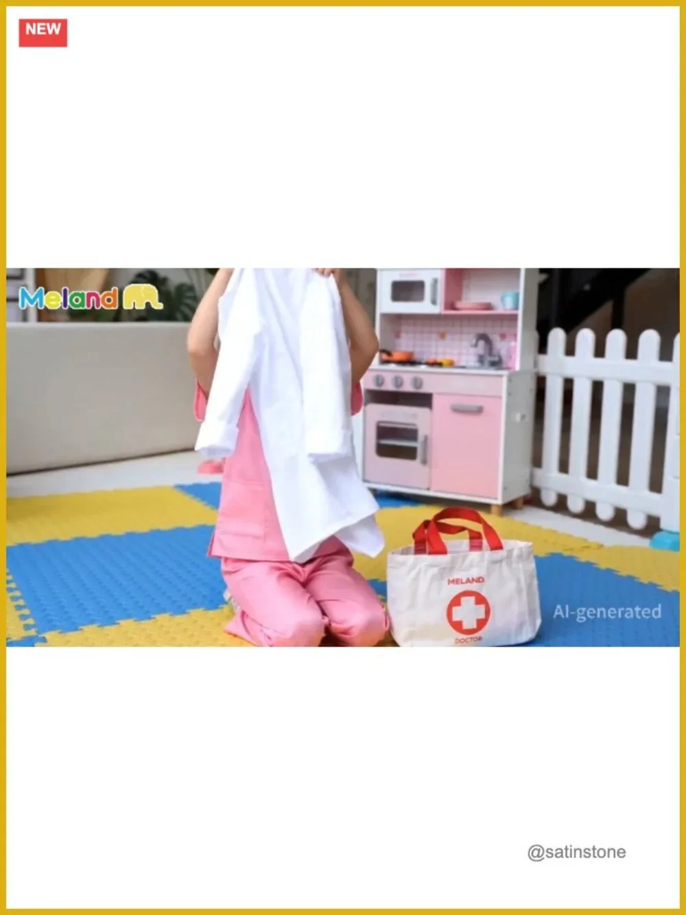 Doctor Costume Set for Kids 3-10 Pretend Play Career Dress Up with Bag